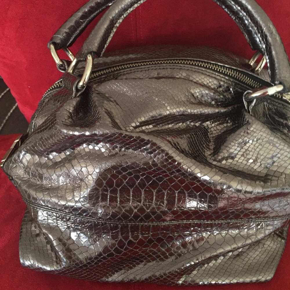 LE SOLIM purse, Italy. Leather, crock pat